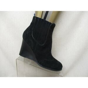 Tommy Hilfiger Womens Black Suede Wedge Chelsea Ankle Boots Booties Size 9.5 M